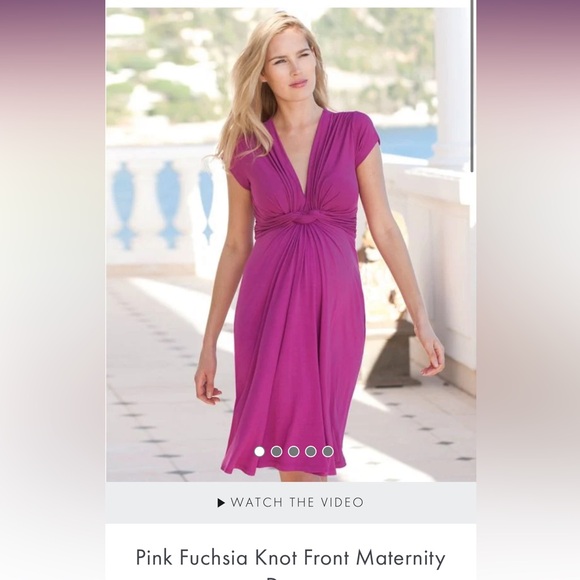 NWT Seraphine maternity wrap front jersey dress fuschia size 6 - Picture 2 of 3